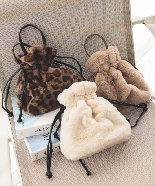 DONOBAN（ドノバン）の「巾着2WAYファーショルダー（ショルダーバッグ・レディース・レオパード/モカ/アイボリー・F）」の21枚目の写真