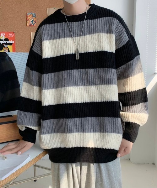 VIBGYOR(ヴィブジョー)の「【バーレスク】マルチボーダーニット(BQ)(ニット/セーター・レディース・ブラウン/ブラック・FREE)」の7枚目の写真