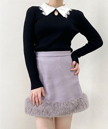 SAISON DE PAPILLON（セゾンドパピヨン）の「裾ファーハイウエストミニスカート（スカート）」