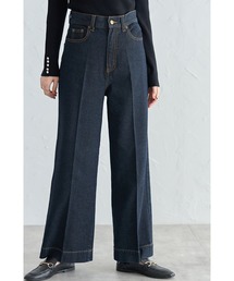 センタープレスデニムワイドパンツ