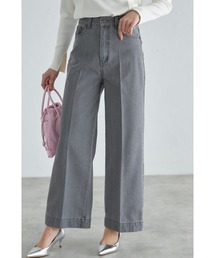 センタープレスデニムワイドパンツ