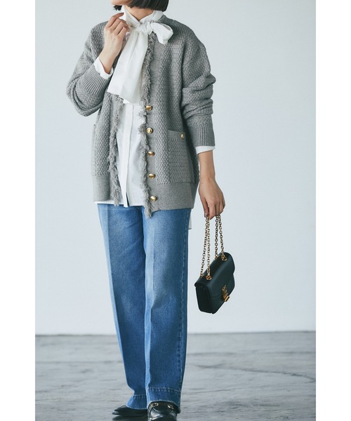 &. NOSTALGIA（アンドドットノスタルジア）の「センタープレスデニムワイドパンツ（デニムパンツ・レディース・ブルー/インディゴブルー/ブラック・SMALL/MEDIUM）」の4枚目の写真