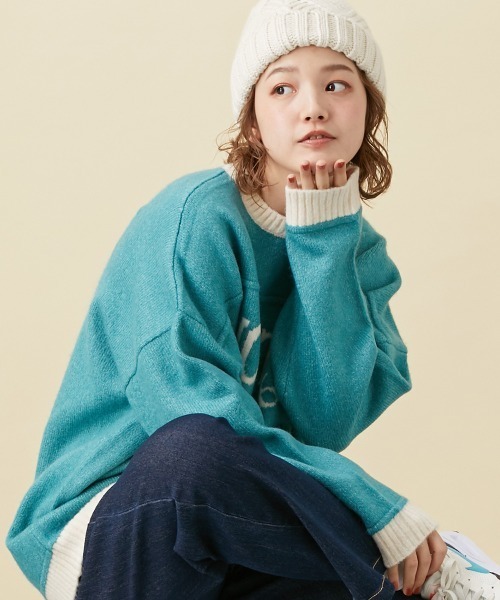 Le temps riche(ルタンリッシュ)の「バイカラーロゴセーター <Le temps riche>(ニット/セーター・レディース・オートミール/ダークネイビー/ブルーグリーン・M)」の11枚目の写真