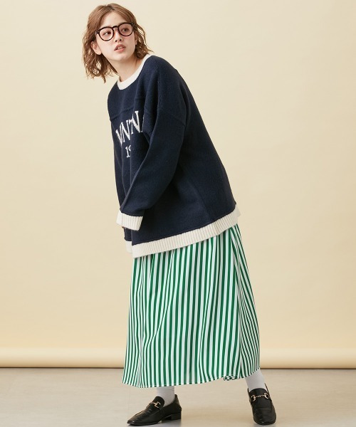 Le temps riche(ルタンリッシュ)の「バイカラーロゴセーター <Le temps riche>(ニット/セーター・レディース・オートミール/ダークネイビー/ブルーグリーン・M)」の21枚目の写真