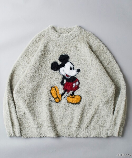 FREAK'S STORE（フリークスストア）の「限定展開 DISNEY/ディズニー ミッキーマウス 別注 ビッグシルエット フェザーヤーン クルーネックニット/セーター（ニット/セーター・メンズ・ブラック/ブラウン/ベージュ・LARGE/MEDIUM/SMALL）」の4枚目の写真