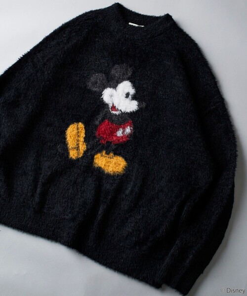 【 ディズニー / ミッキーマウス 】シルエットモチーフニット Disney / Mickey Mouse 】SILHOUETTE MOTIF KNIT