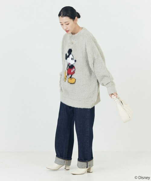 FREAK'S STORE（フリークスストア）の「限定展開 DISNEY/ディズニー ミッキーマウス 別注 ビッグシルエット フェザーヤーン クルーネックニット/セーター（ニット/セーター・メンズ・ブラック/ブラウン/ベージュ・LARGE/MEDIUM/SMALL）」の22枚目の写真