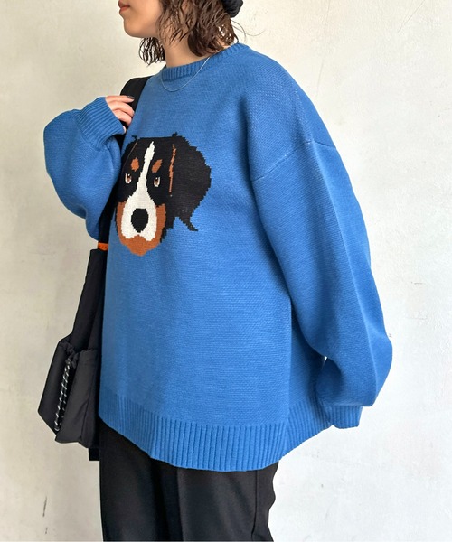 CPCM(シーピーシーエム)の「DOGジャガードBIGニット(ニット/セーター・レディース・ブルー/レモンイエロー/ブラック・FREE)」の10枚目の写真