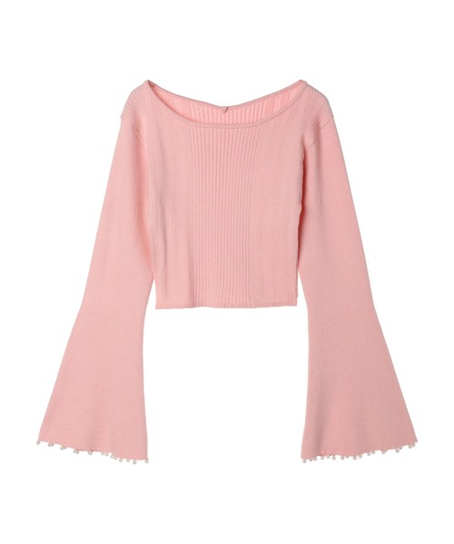 DURAS（デュラス）の「袖パール付きフレアニット（ニット/セーター・レディース・ブラック/ライム/ピンク・FREE）」の14枚目の写真