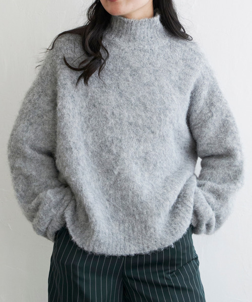 VENCEEXCHANGE（ヴァンスエクスチェンジ）の「モヘアライクハイネックプルオーバー（ニット/セーター・レディース・ブルー/オフホワイト/グレー/チャコールグレー・FREE）」の3枚目の写真