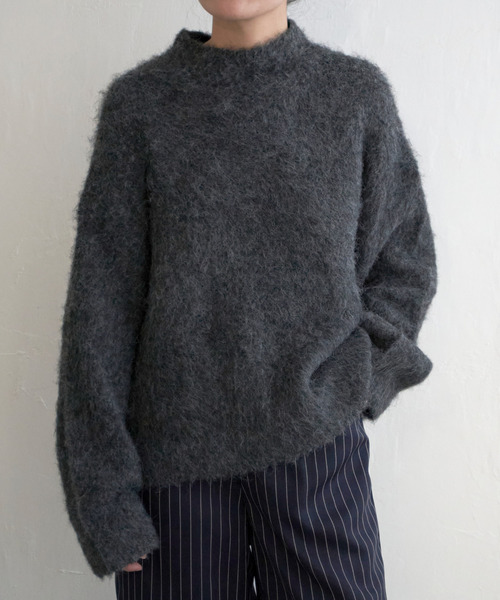 VENCEEXCHANGE（ヴァンスエクスチェンジ）の「モヘアライクハイネックプルオーバー（ニット/セーター・レディース・ブルー/オフホワイト/グレー/チャコールグレー・FREE）」の22枚目の写真