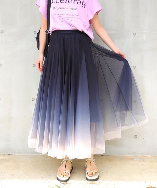 Yueqi Qi 23AW PURPLE SOLAR スカート 更にお値下げ中‼️ グラデーションチュールスカート(スカート)|Q(キュー)の