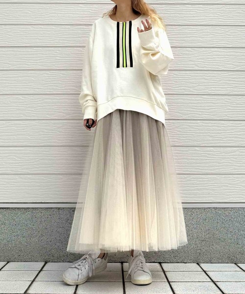 新品タグ付き　Q♡キュー　グラデーションチュールスカート　ロングフレアスカート グラデーションチュールスカート（スカート）｜Q（キュー）の