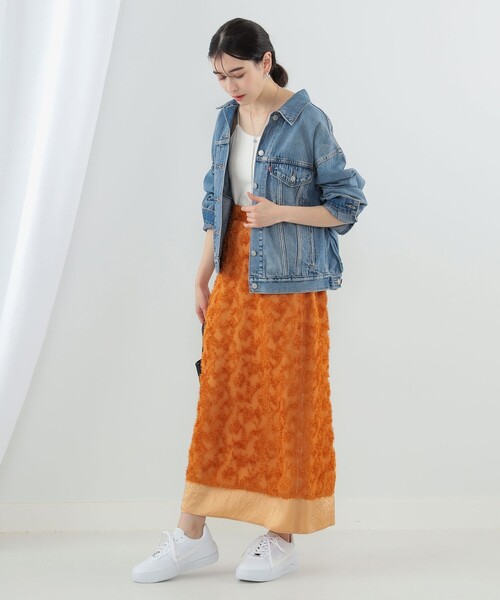 Ray BEAMS（レイビームス）の「Ray BEAMS / フリンジ レイヤード タイト スカート（スカート・レディース・オレンジ/ブラック・0/1）」の9枚目の写真