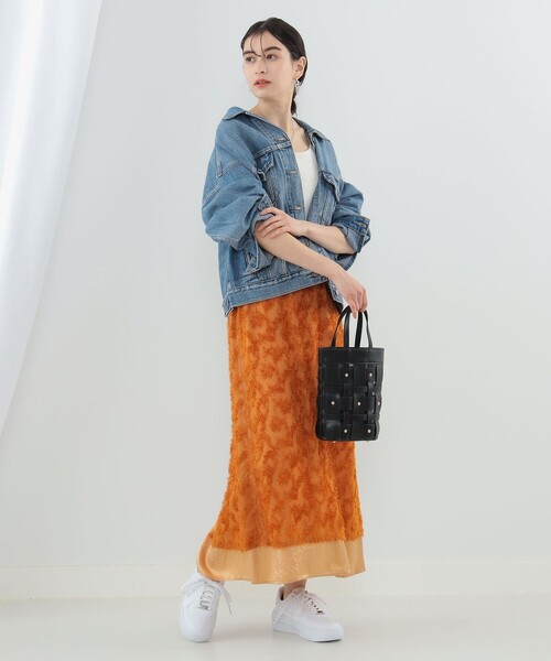 Ray BEAMS（レイビームス）の「Ray BEAMS / フリンジ レイヤード タイト スカート（スカート・レディース・オレンジ/ブラック・0/1）」の10枚目の写真