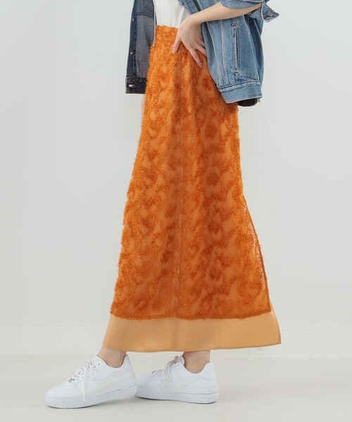 Ray BEAMS（レイビームス）の「Ray BEAMS / フリンジ レイヤード タイト スカート（スカート・レディース・オレンジ/ブラック・0/1）」の13枚目の写真