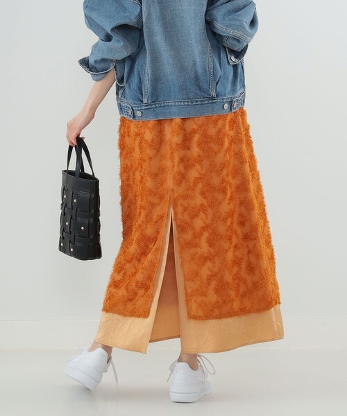 Ray BEAMS（レイビームス）の「Ray BEAMS / フリンジ レイヤード タイト スカート（スカート・レディース・オレンジ/ブラック・0/1）」の14枚目の写真