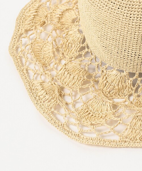 Ray BEAMS（レイビームス）の「Ray BEAMS / 細編み ペーパー ブリム ハット（ハット・レディース・オフホワイト/ナチュラル・ONE SIZE）」の8枚目の写真