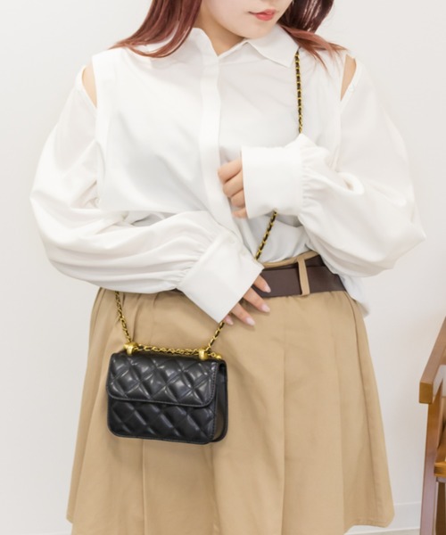 CLETTE(クレット)の「オープンショルダーシャツ(シャツ/ブラウス・レディース・ブルー/オフホワイト・3L/LL/4L)」の3枚目の写真