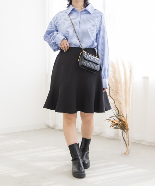 CLETTE(クレット)の「オープンショルダーシャツ(シャツ/ブラウス・レディース・ブルー/オフホワイト・3L/LL/4L)」の12枚目の写真