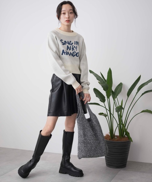 WEGO（ウィゴー）の「WEGO/ジャガードショートニットプルオーバー（ニット/セーター・レディース・ブルー/アイボリー/その他1・FREE）」の4枚目の写真