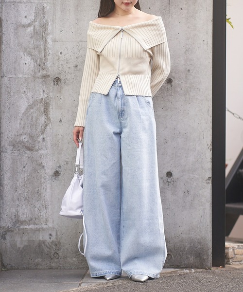 Chico（チコ）の「【2024SS】サイドラインワイドデニムパンツ（デニムパンツ・レディース・グレー/ブルー/スカイブルー・0/1）」の8枚目の写真