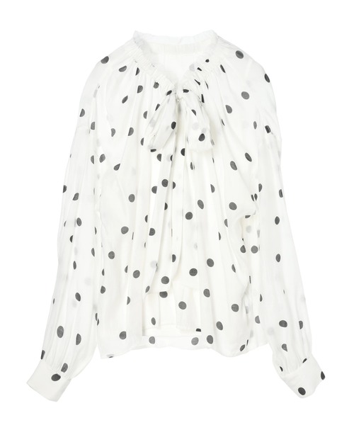 YECCA VECCA（イェッカヴェッカ）の「ドット柄シアーリボンブラウス（シャツ/ブラウス・レディース・オフホワイト/ブラック・FREE）」の14枚目の写真