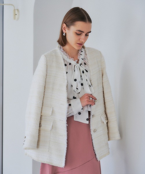 YECCA VECCA（イェッカヴェッカ）の「ドット柄シアーリボンブラウス（シャツ/ブラウス・レディース・オフホワイト/ブラック・FREE）」の7枚目の写真