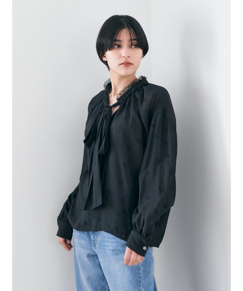YECCA VECCA（イェッカヴェッカ）の「ドット柄シアーリボンブラウス（シャツ/ブラウス・レディース・オフホワイト/ブラック・FREE）」の16枚目の写真