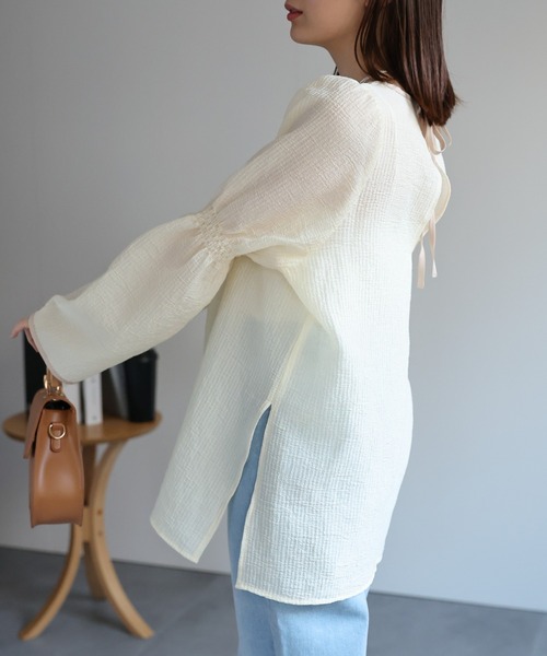 セール】配色 シアーブラウス（シャツ/ブラウス）｜sakishimatokyo