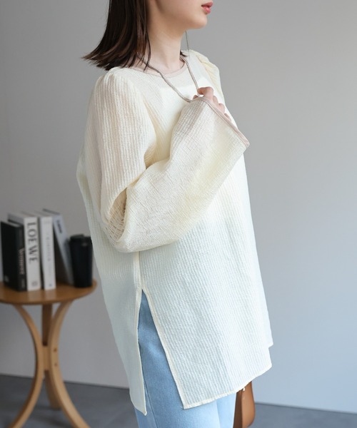 セール】配色 シアーブラウス（シャツ/ブラウス）｜sakishimatokyo