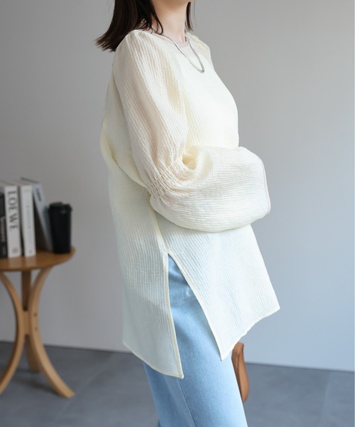 セール】配色 シアーブラウス（シャツ/ブラウス）｜sakishimatokyo