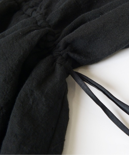 HOLIDAY（ホリデイ）の「LINEN BIG COLLAR LONG DRESS リネンビッグカラーロングドレス（ワンピース・レディース・ブラック・ONE SIZE）」の5枚目の写真