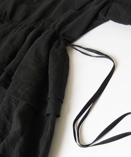 HOLIDAY（ホリデイ）の「LINEN BIG COLLAR LONG DRESS リネンビッグカラーロングドレス（ワンピース・レディース・ブラック・ONE SIZE）」の6枚目の写真