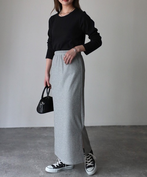 Riberry(リベリー)の「ラメタイトスカート(スカート・レディース・ブラック×シルバー/シルバー/ブラック・FREE)」の9枚目の写真