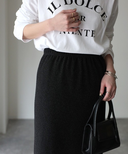 Riberry(リベリー)の「ラメタイトスカート(スカート・レディース・ブラック×シルバー/シルバー/ブラック・FREE)」の6枚目の写真