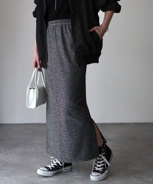 Riberry(リベリー)の「ラメタイトスカート(スカート・レディース・ブラック×シルバー/シルバー/ブラック・FREE)」の16枚目の写真