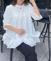 each | 袖パール付き裾フリルプルオーバー(シャツ/ブラウス)