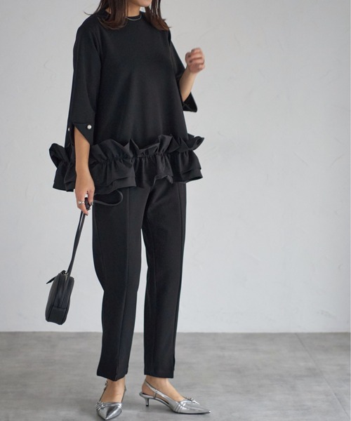 each（イーチ）の「袖パール付き裾フリルプルオーバー（シャツ/ブラウス・レディース・ベージュ/ホワイト/ブラック・FREE）」の21枚目の写真