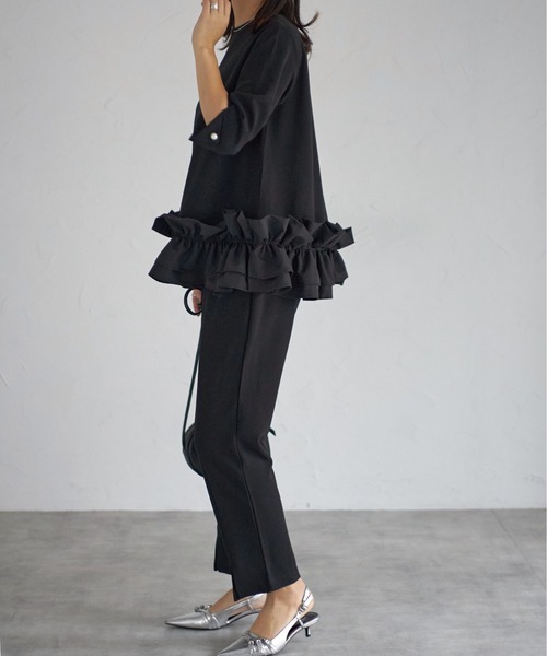 each（イーチ）の「袖パール付き裾フリルプルオーバー（シャツ/ブラウス・レディース・ベージュ/ホワイト/ブラック・FREE）」の18枚目の写真