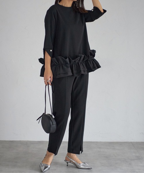 each（イーチ）の「袖パール付き裾フリルプルオーバー（シャツ/ブラウス・レディース・ベージュ/ホワイト/ブラック・FREE）」の17枚目の写真