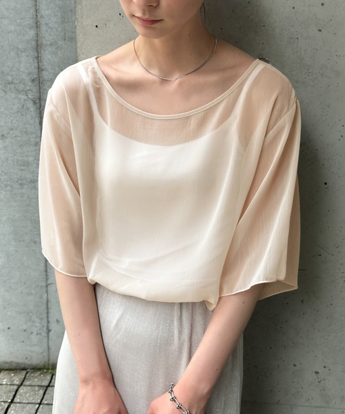 select MOCA（セレクトモカ）の「2WAYネックデザイン楊柳ブラウス（シャツ/ブラウス・レディース・ライトグリーン/ネイビー/アイボリー・FREE）」の2枚目の写真