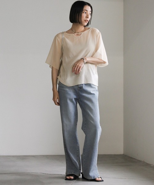 select MOCA（セレクトモカ）の「2WAYネックデザイン楊柳ブラウス（シャツ/ブラウス・レディース・ライトグリーン/ネイビー/アイボリー・FREE）」の5枚目の写真