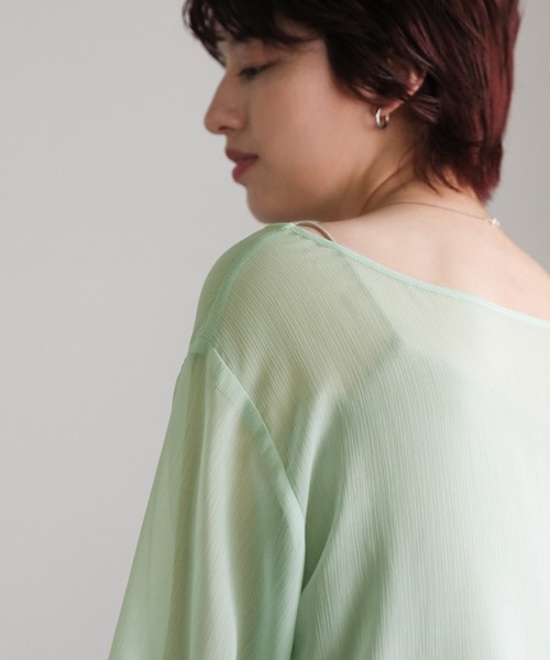 select MOCA（セレクトモカ）の「2WAYネックデザイン楊柳ブラウス（シャツ/ブラウス・レディース・ライトグリーン/ネイビー/アイボリー・FREE）」の18枚目の写真
