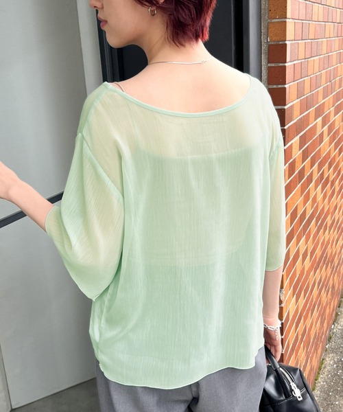 select MOCA（セレクトモカ）の「2WAYネックデザイン楊柳ブラウス（シャツ/ブラウス・レディース・ライトグリーン/ネイビー/アイボリー・FREE）」の21枚目の写真