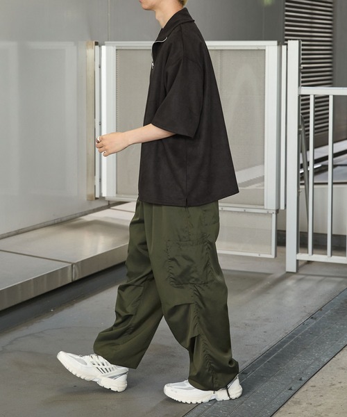 Anchor Smith(アンカー スミス)の「ハーフジップ ビッグカラー 半袖ブラッシュドプルオーバー(Tシャツ/カットソー・メンズ・ダークグリーン/グレイッシュベージュ/ベージュ/ライトグレー/アイボリー/ブラック/グレイッシュブルー/ダークグレー・M/L)」の16枚目の写真