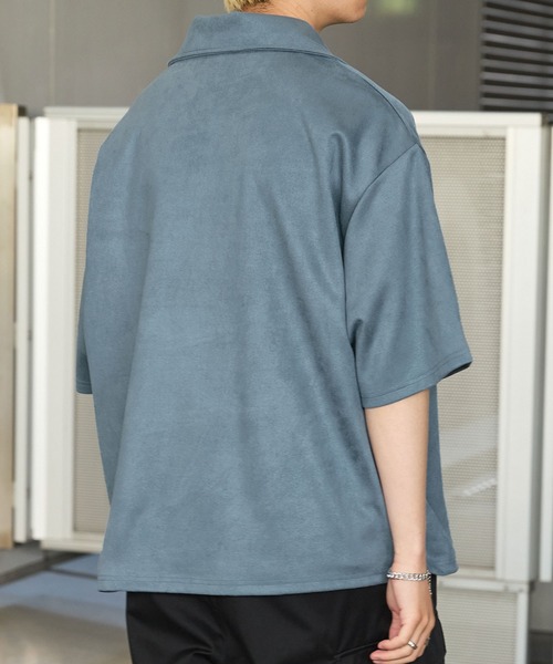 Anchor Smith(アンカー スミス)の「ハーフジップ ビッグカラー 半袖ブラッシュドプルオーバー(Tシャツ/カットソー・メンズ・ダークグリーン/グレイッシュベージュ/ベージュ/ライトグレー/アイボリー/ブラック/グレイッシュブルー/ダークグレー・M/L)」の21枚目の写真