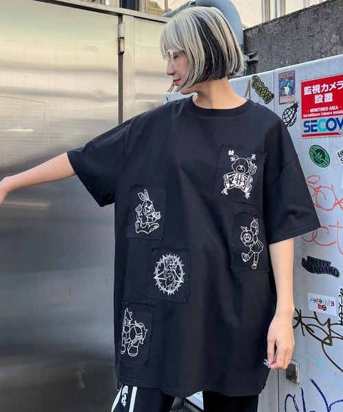 Candy Stripper（キャンディストリッパー）の「FREAK FRIENDS PATCH Tシャツ（Tシャツ/カットソー・レディース・ブラック/チャコール・2）」の8枚目の写真