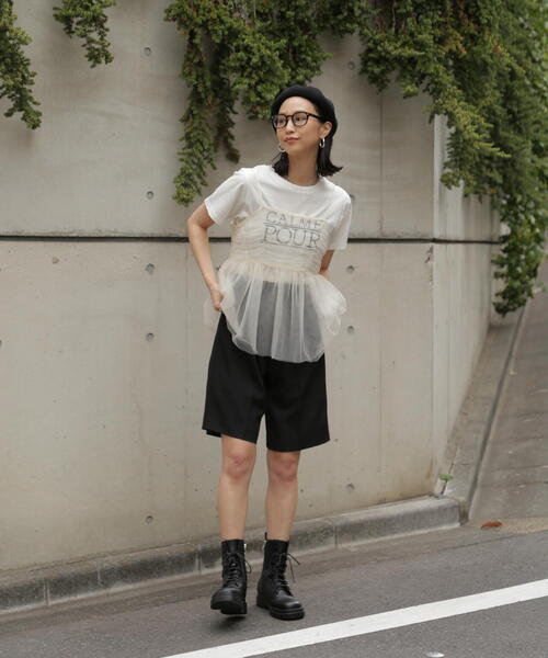 FREE'S MART（フリーズマート）の「◆麻調合繊ハーフパンツ（その他パンツ・レディース・ブラック/ベージュ・MEDIUM/SMALL）」の7枚目の写真