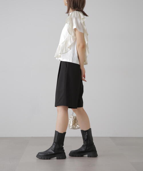 FREE'S MART（フリーズマート）の「◆麻調合繊ハーフパンツ（その他パンツ・レディース・ブラック/ベージュ・MEDIUM/SMALL）」の3枚目の写真